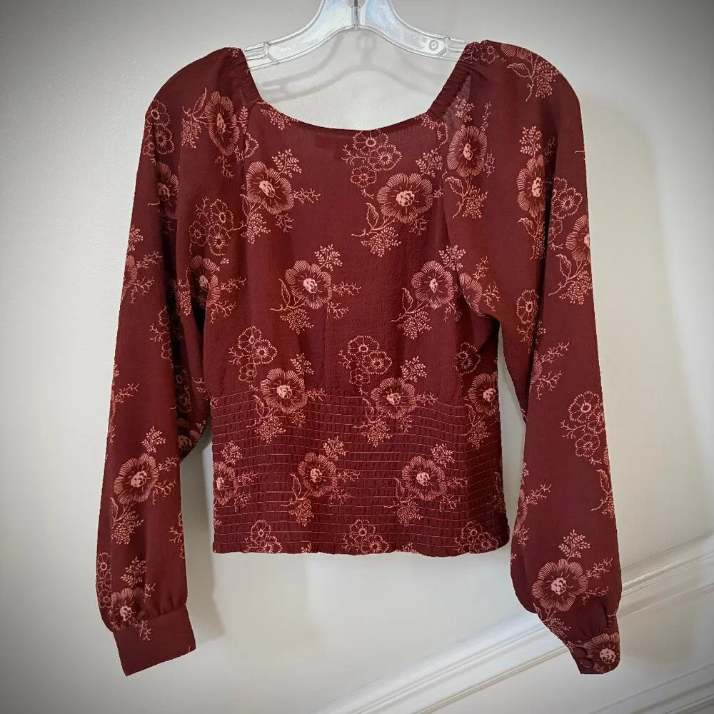 Madewell Preston Puff Sleeve Bouse in Letterpress Floral, S
